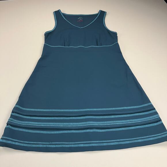 Title Nine Teal Sleeveless V-Neck Shift Dress Contrast Stitching Size S - Picture 10 of 10
